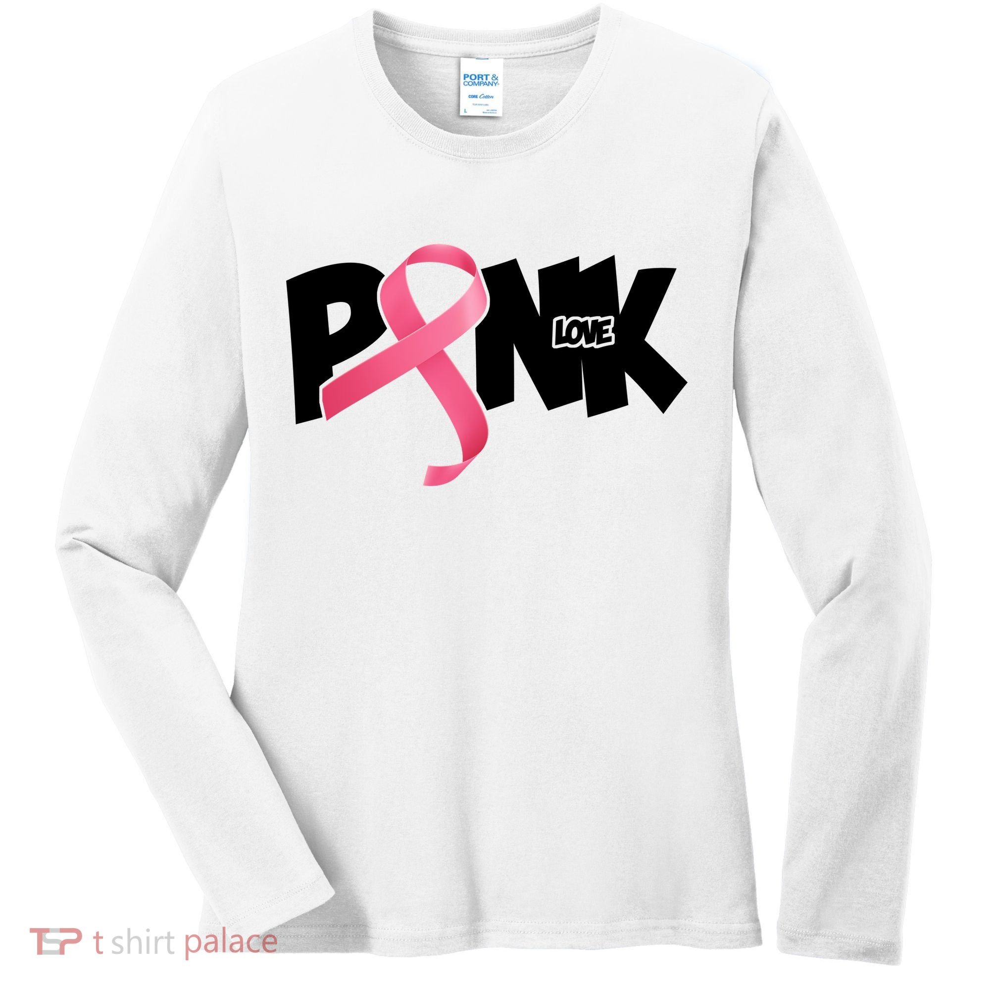 Pink Love Breast Cancer Ribbon Women's Long Sleeve Shirt