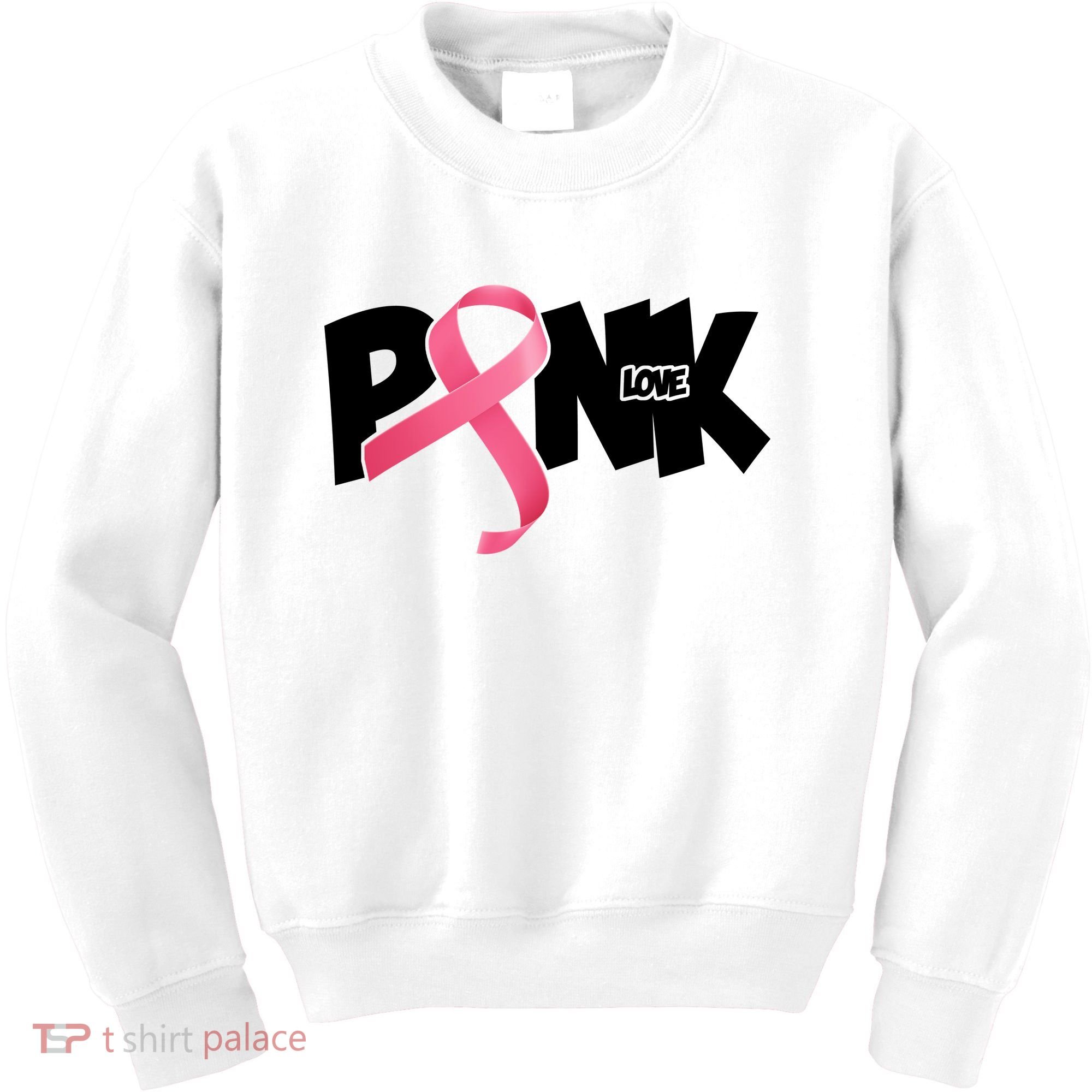 Pink Love Breast Cancer Ribbon Kids Sweatshirt