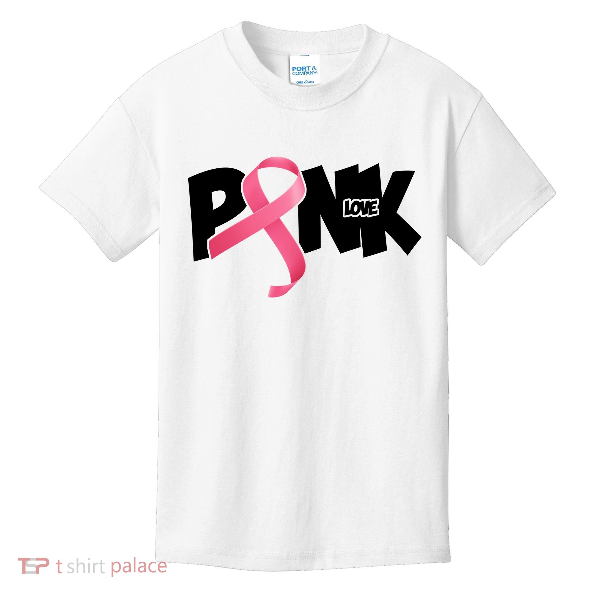 Pink Love Breast Cancer Ribbon Kids T-Shirt