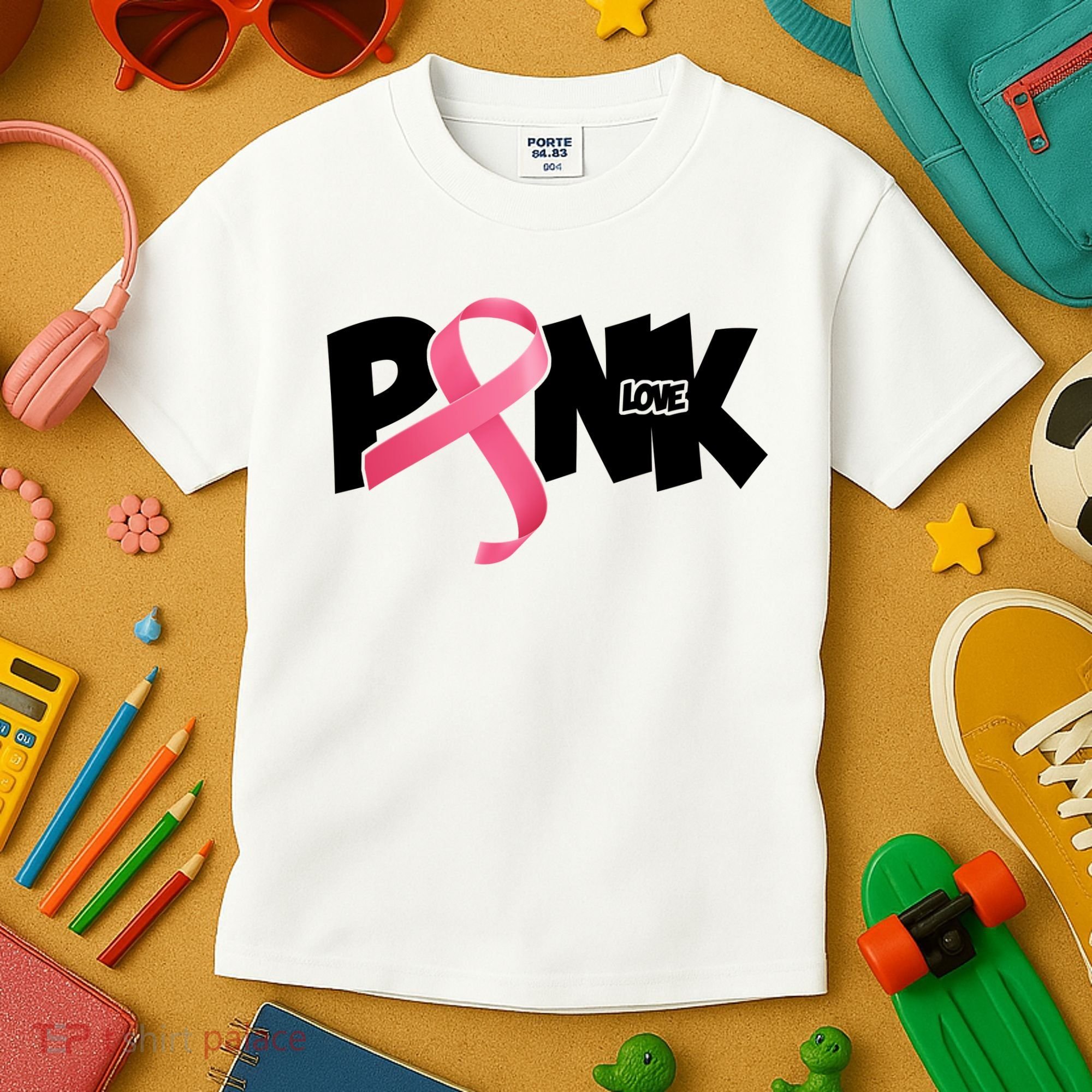 Pink Love Breast Cancer Ribbon Kids T-Shirt