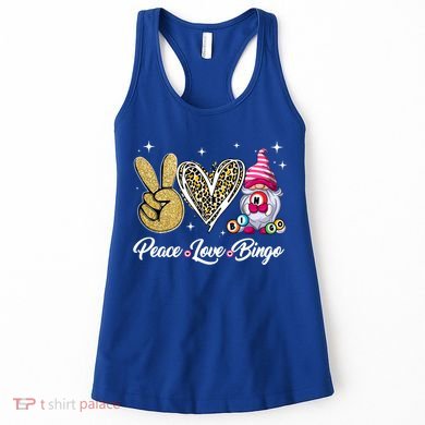 Peace Love Bingo Funny Lucky Design Bingo Gnome Lover Cute Gift Women's Tank Top