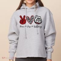 Peace Love Bulldogs Ladies Heavyweight Boxy Pullover Hoodie thumb 0