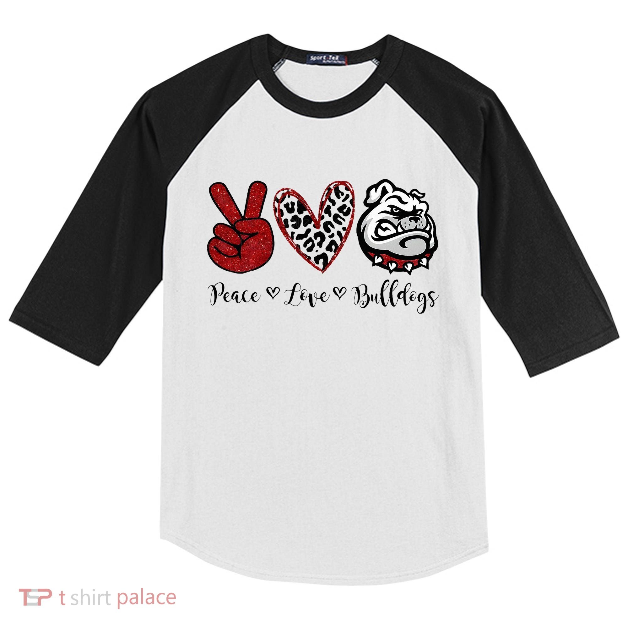 Peace Love Bulldogs Kids Colorblock Raglan Jersey