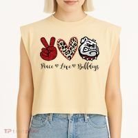 Peace Love Bulldogs Garment-Dyed Women's Muscle Tee thumb 2