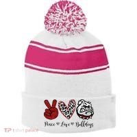 Peace Love Bulldogs Stripe Pom Pom Beanie thumb 0