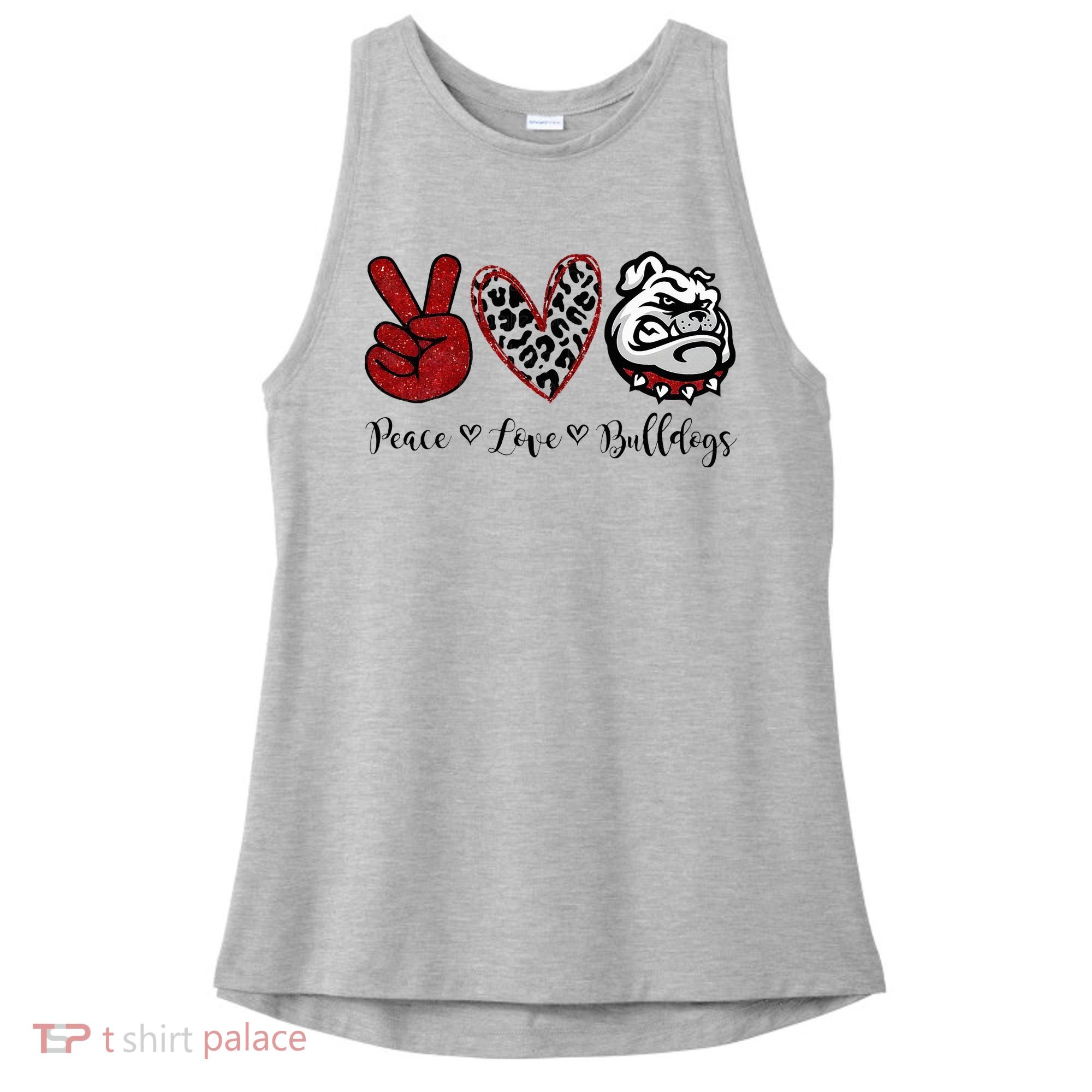 Peace Love Bulldogs Ladies PosiCharge Tri-Blend Wicking Tank