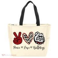 Peace Love Bulldogs Tote Bag thumb 0