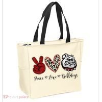 Peace Love Bulldogs Tote Bag thumb 2