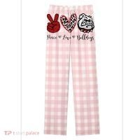 Peace Love Bulldogs Women's Flannel Plaid Pajama Pants thumb 0