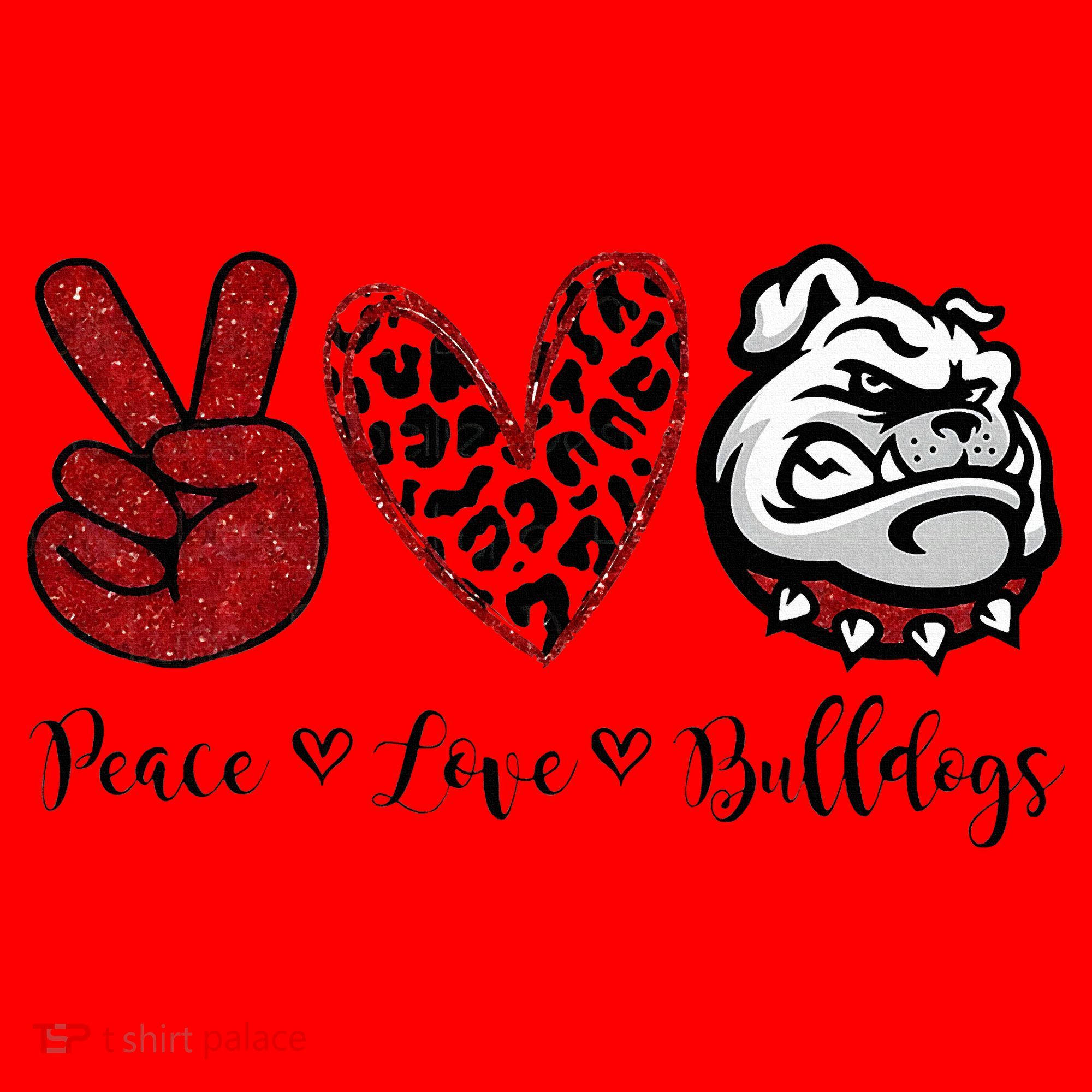 Peace Love Bulldogs Santa Hat
