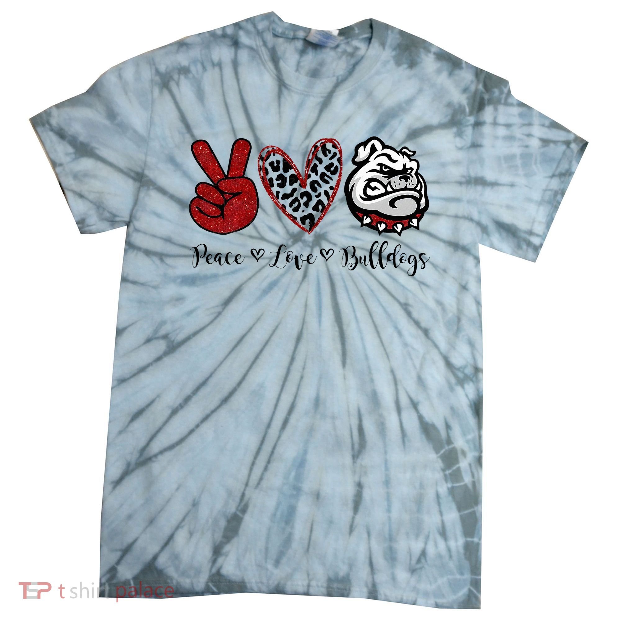 Peace Love Bulldogs Tie-Dye T-Shirt
