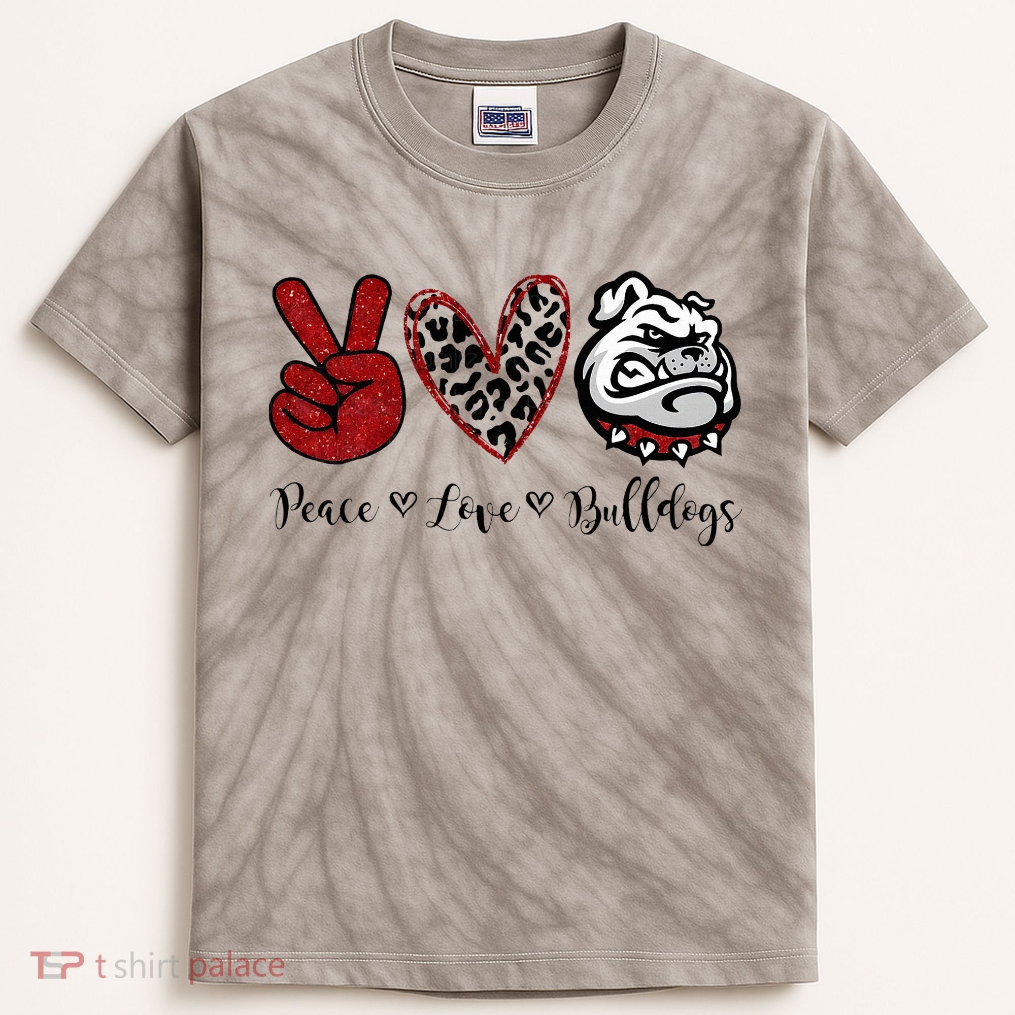 Peace Love Bulldogs Kids Tie-Dye T-Shirt