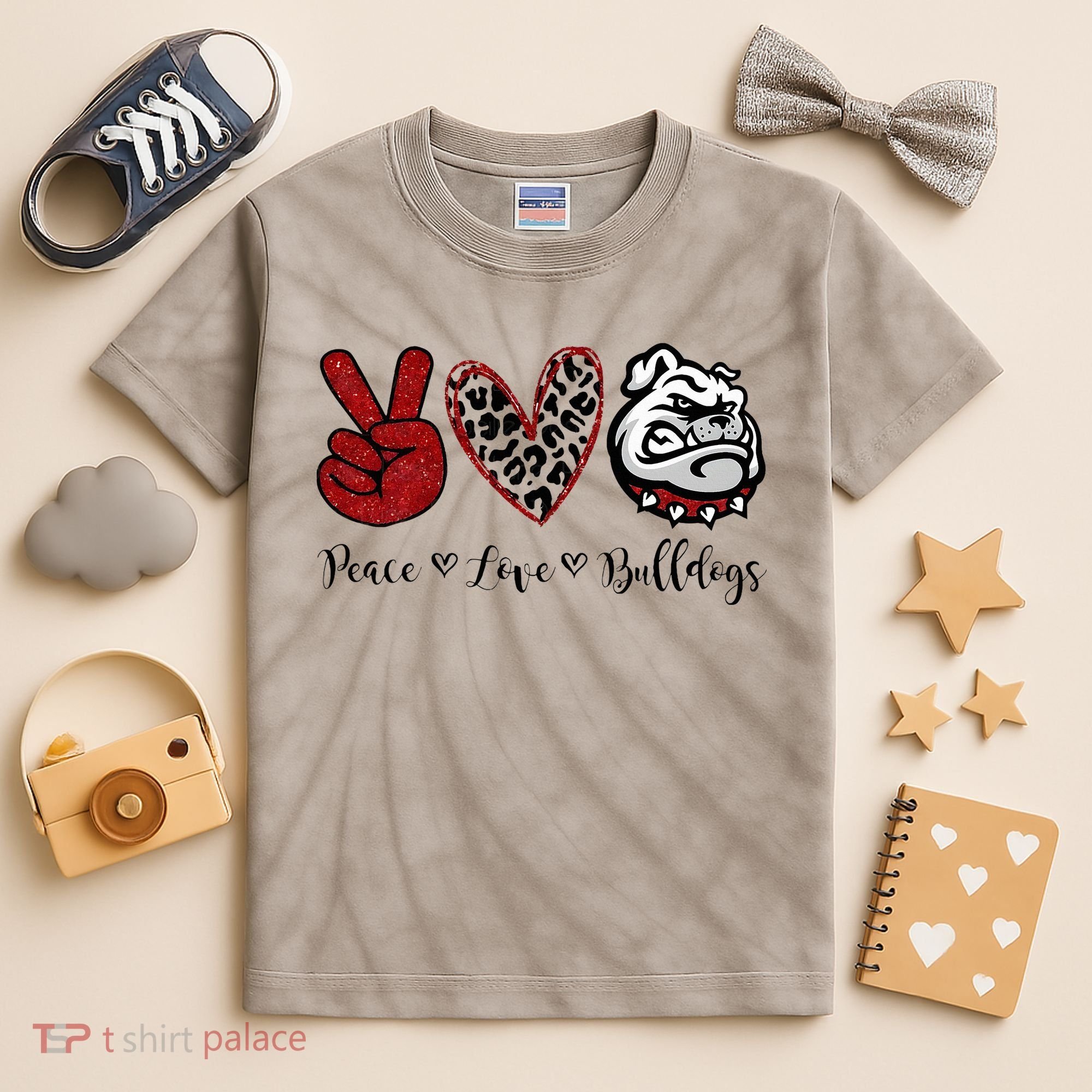 Peace Love Bulldogs Kids Tie-Dye T-Shirt