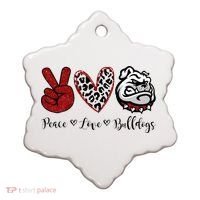 Peace Love Bulldogs Ceramic Ornament thumb 0