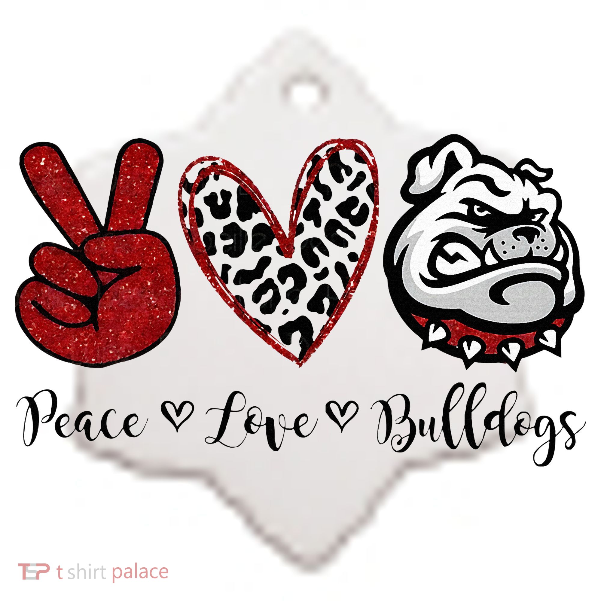 Peace Love Bulldogs Ceramic Ornament