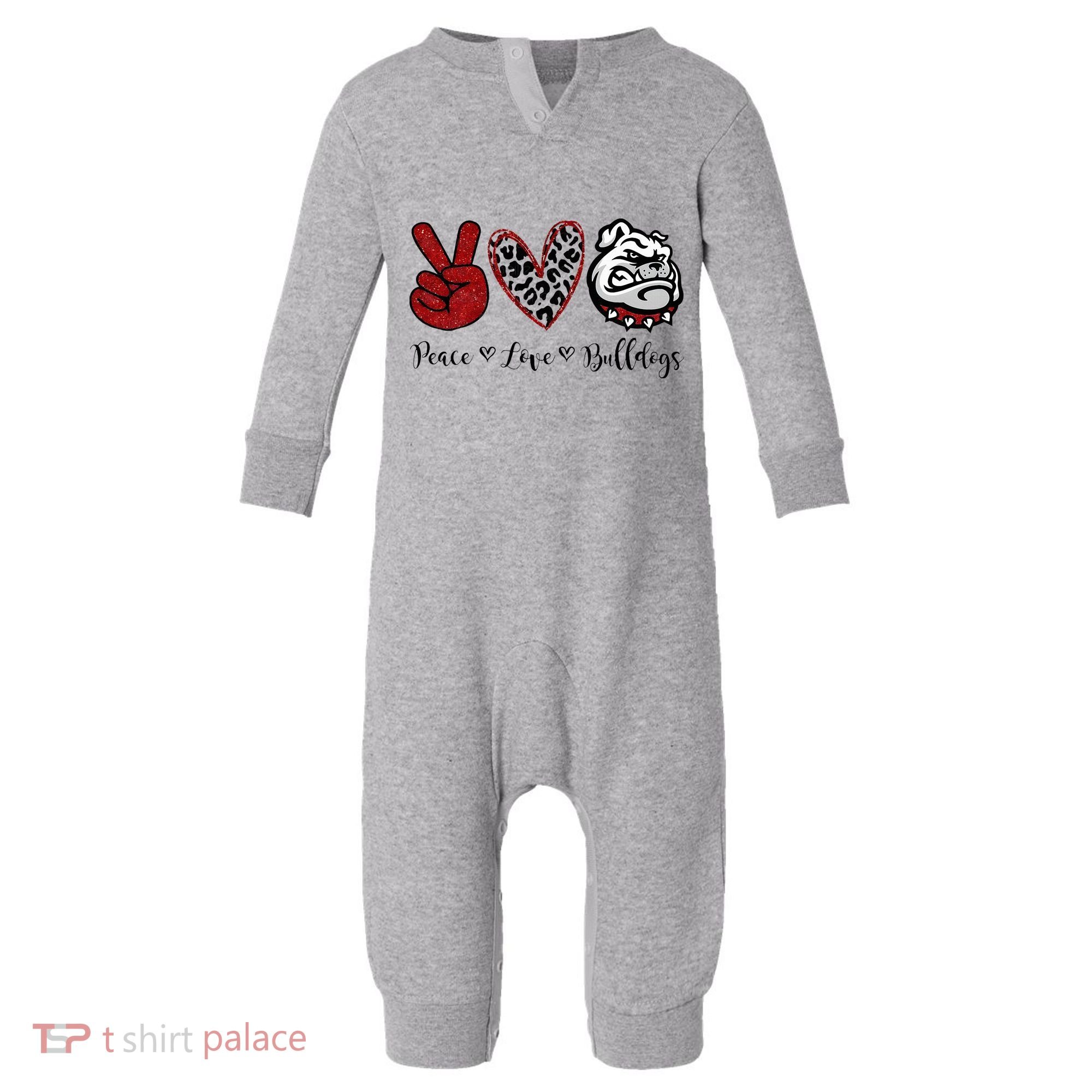 Peace Love Bulldogs Infant Fleece One Piece