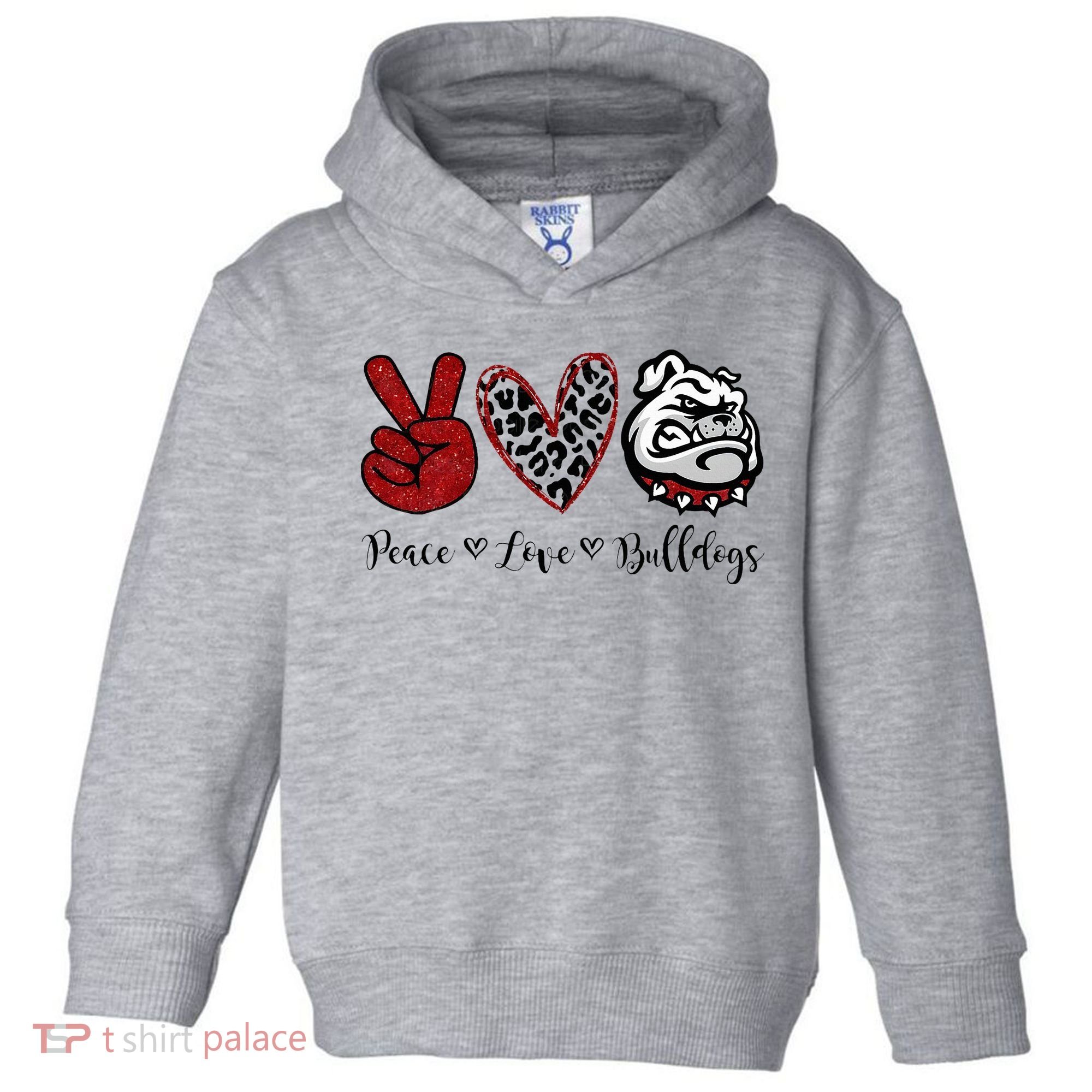 Peace Love Bulldogs Toddler Hoodie