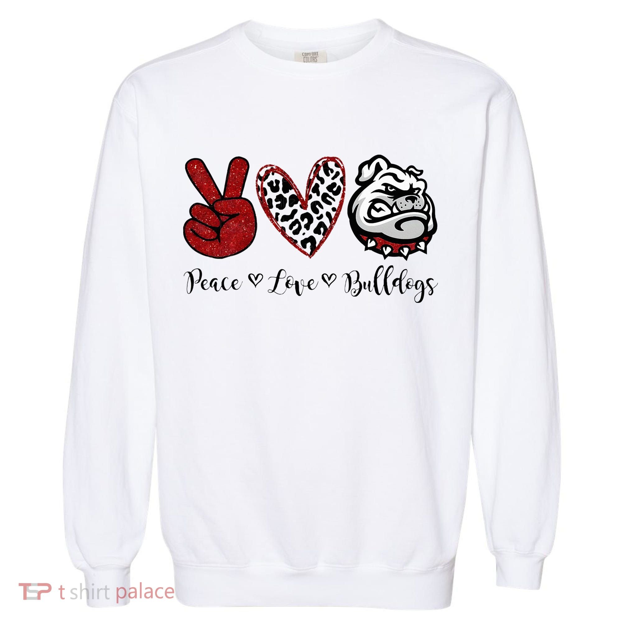 Peace Love Bulldogs Garment-Dyed Sweatshirt