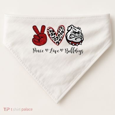 Peace Love Bulldogs USA-Made Doggie Bandana