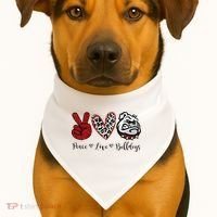 Peace Love Bulldogs USA-Made Doggie Bandana thumb 1