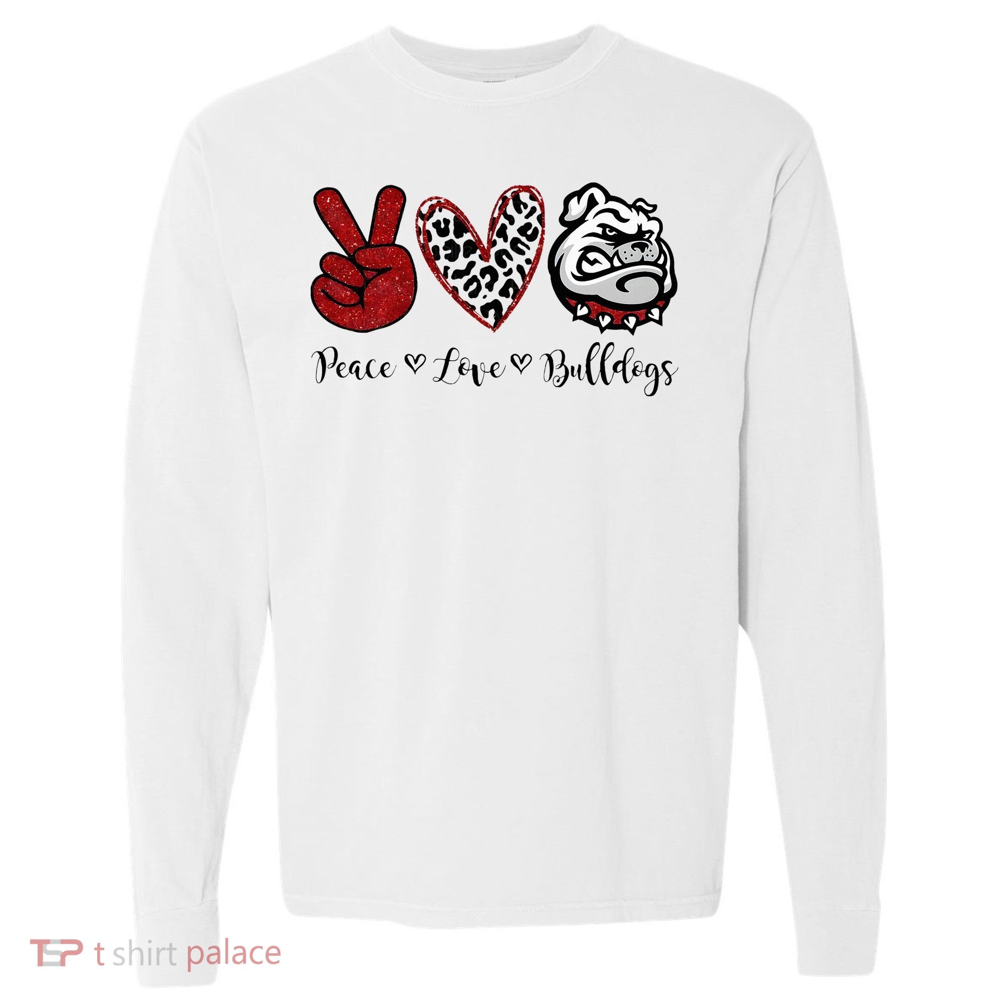 Peace Love Bulldogs Comfort Colors Heavyweight Long Sleeve T-Shirt