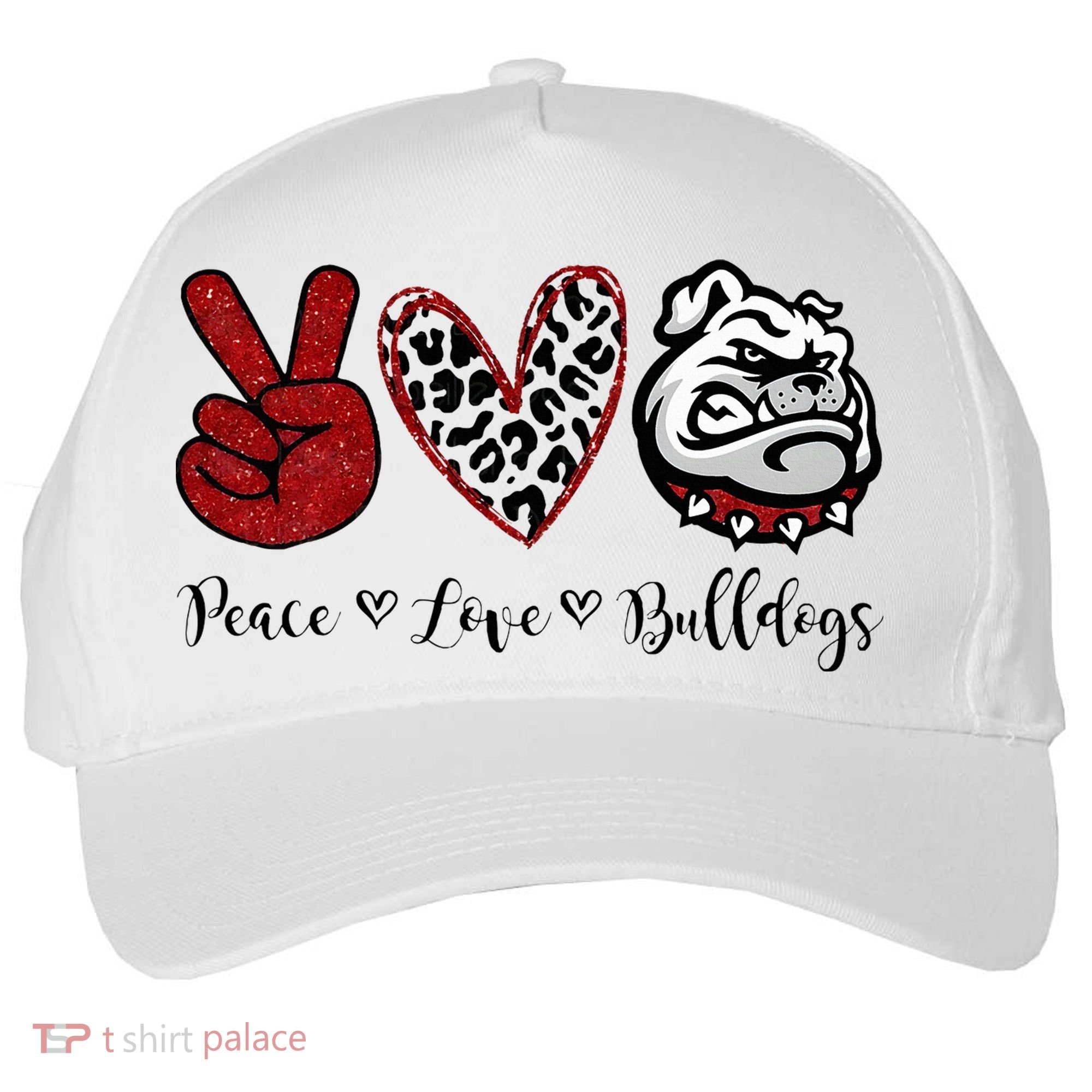 Peace Love Bulldogs Five-Panel Snapback Cap