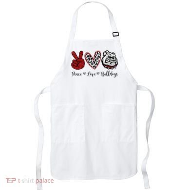 Peace Love Bulldogs Apron