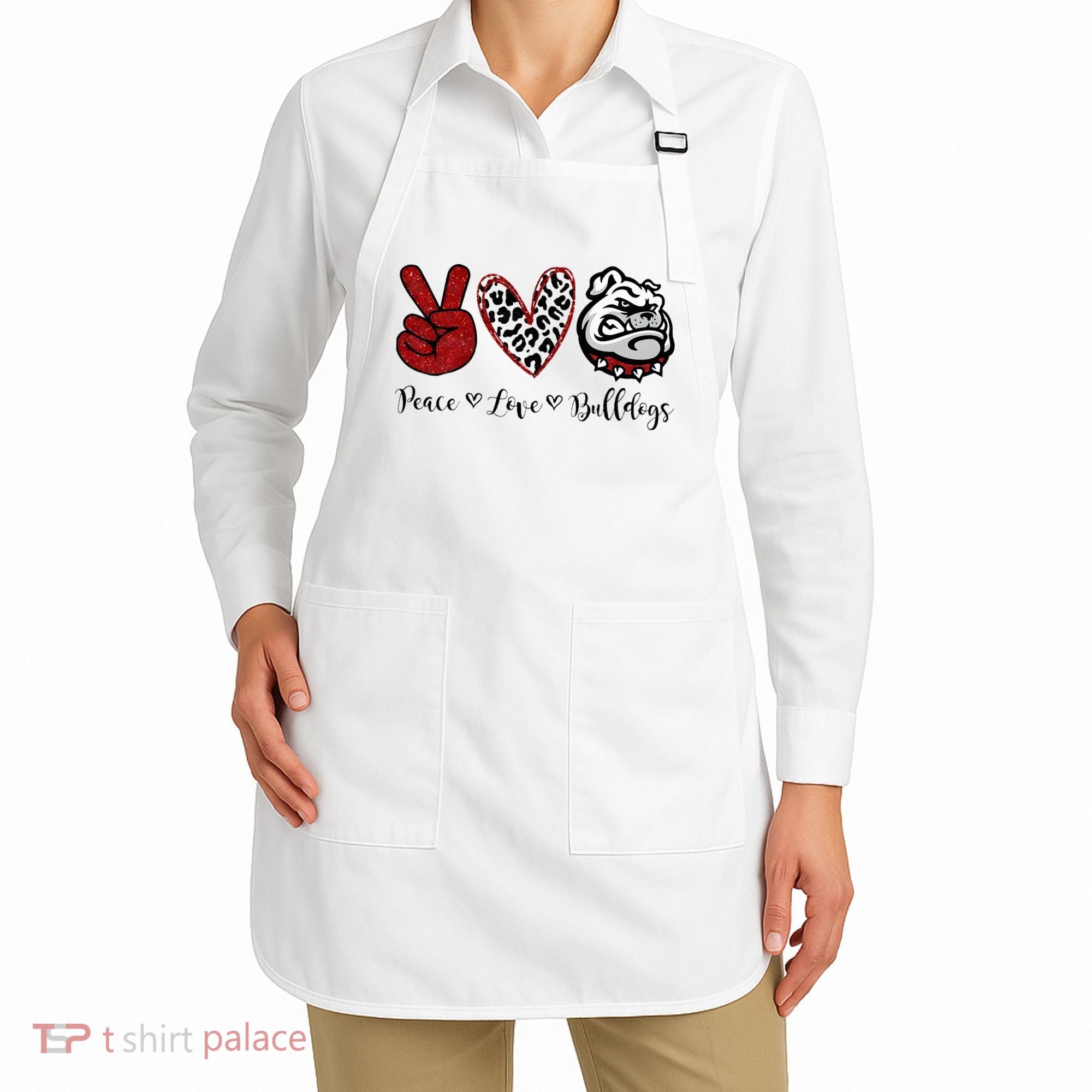 Peace Love Bulldogs Apron