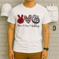 Peace Love Bulldogs T-Shirt thumb 6