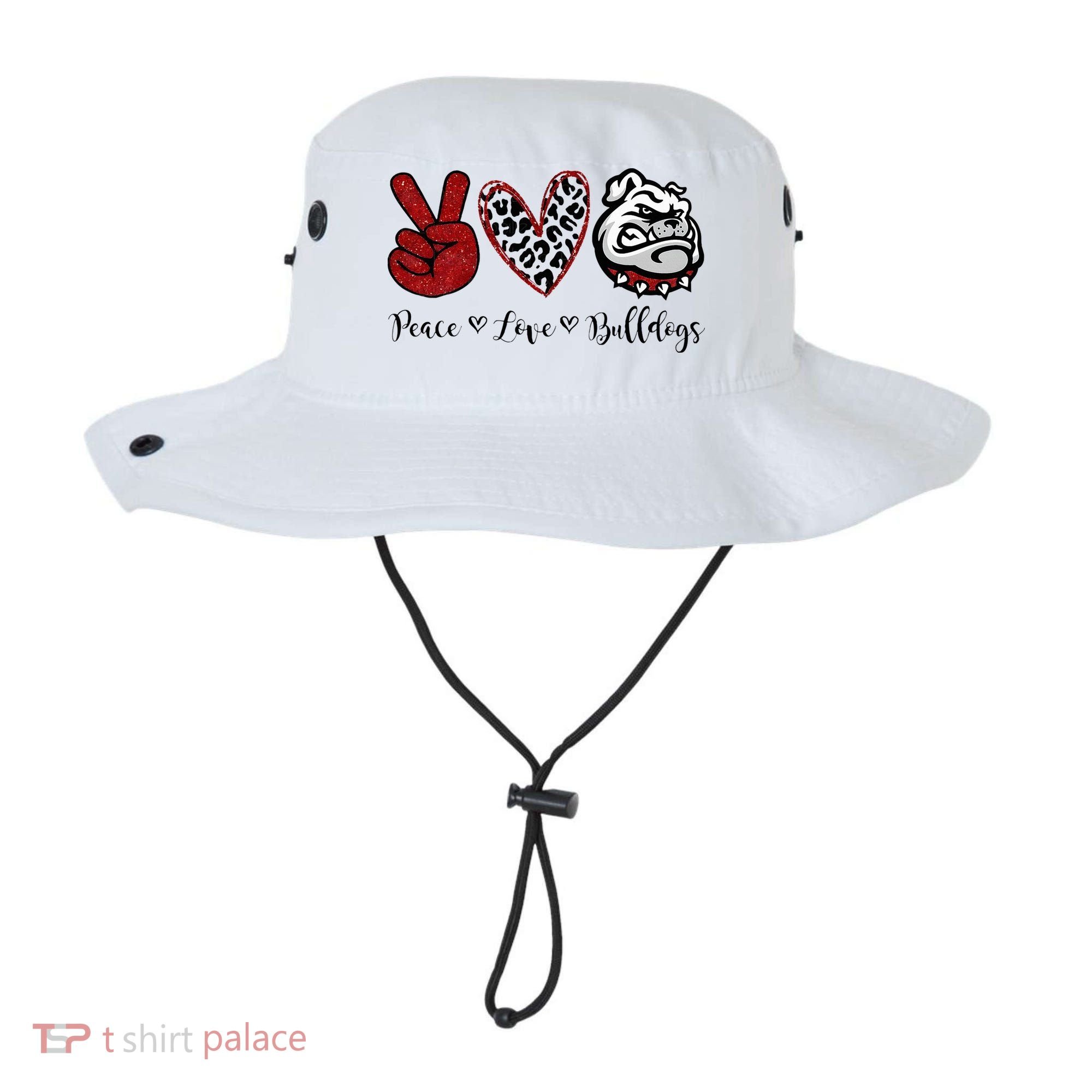 Peace Love Bulldogs Bucket Hat