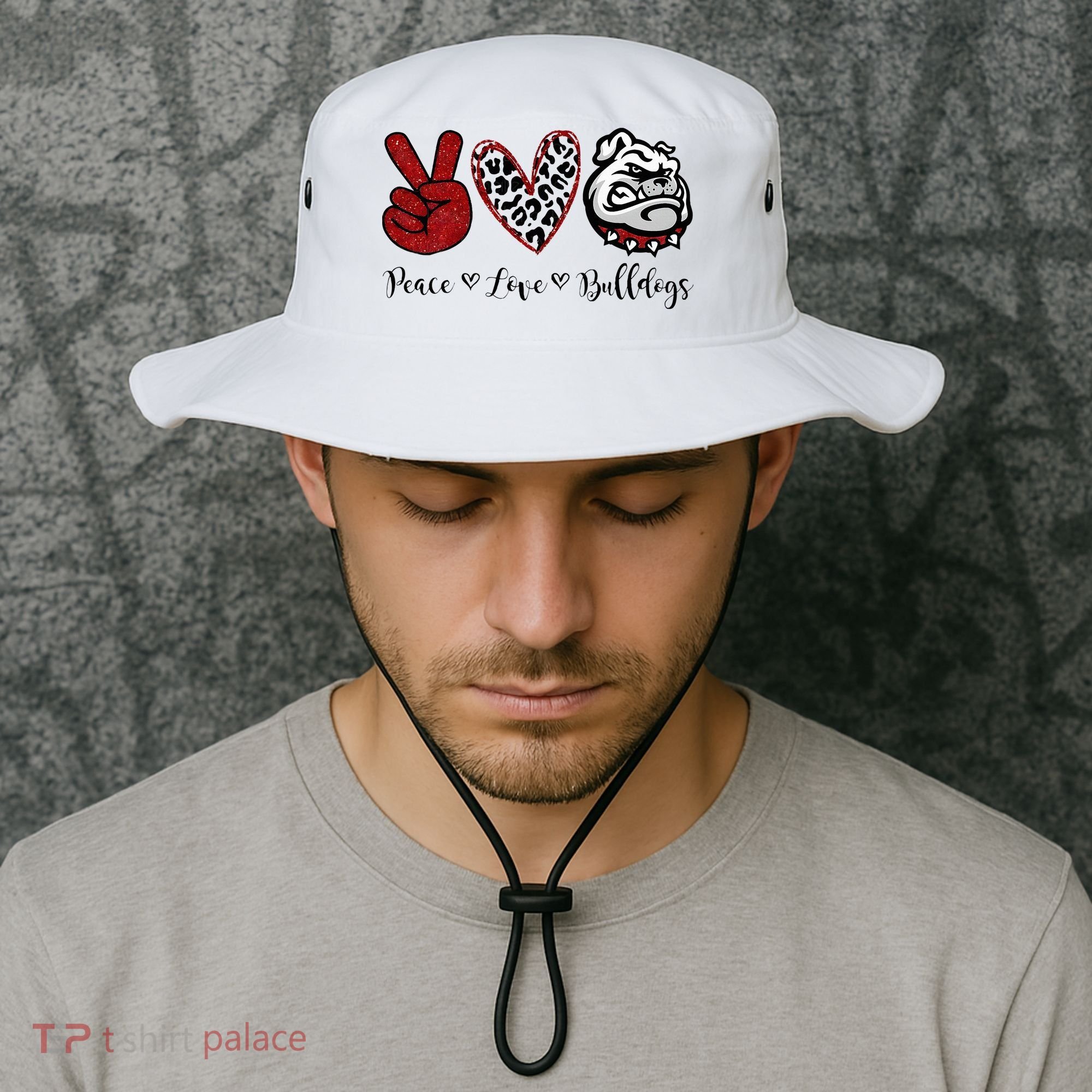 Peace Love Bulldogs Bucket Hat