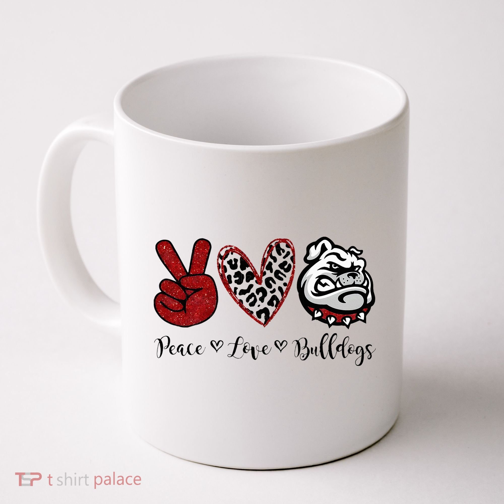 Peace Love Bulldogs Coffee Mug