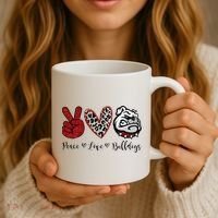 Peace Love Bulldogs Coffee Mug thumb 3