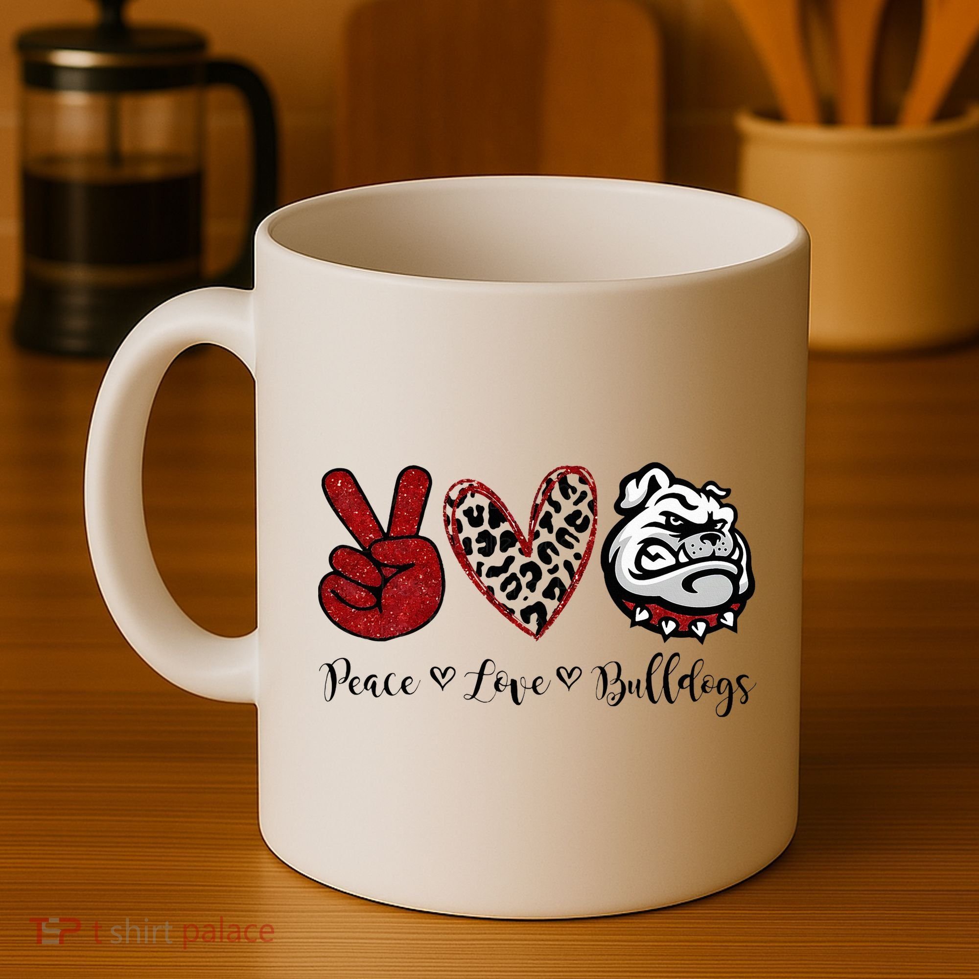 Peace Love Bulldogs Coffee Mug