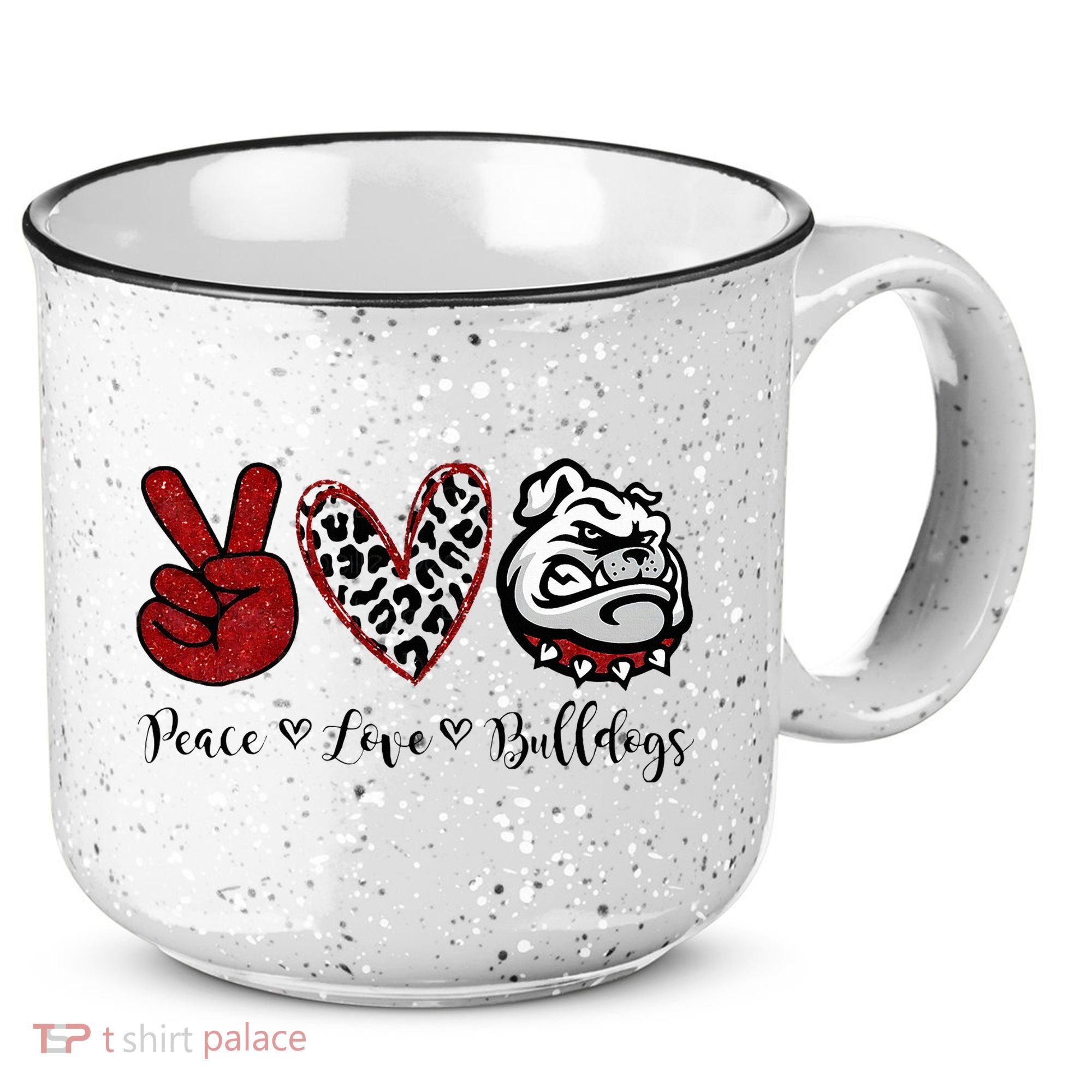 Peace Love Bulldogs 15oz Campfire Ceramic Mug