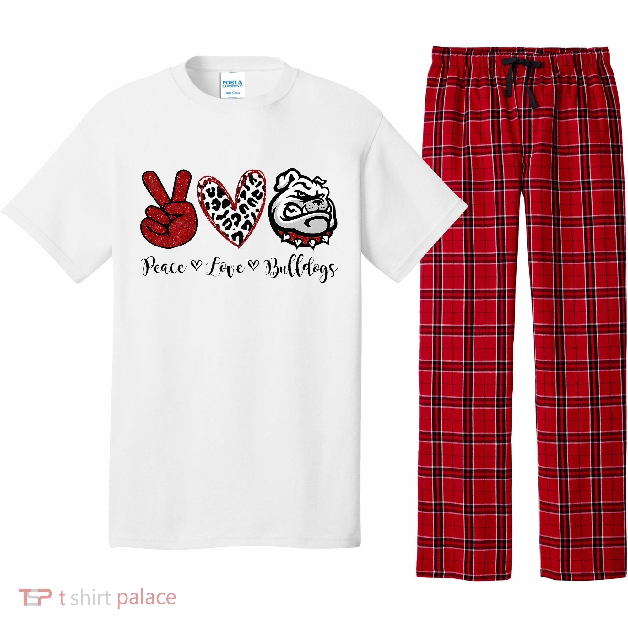 Peace Love Bulldogs Pajama Set