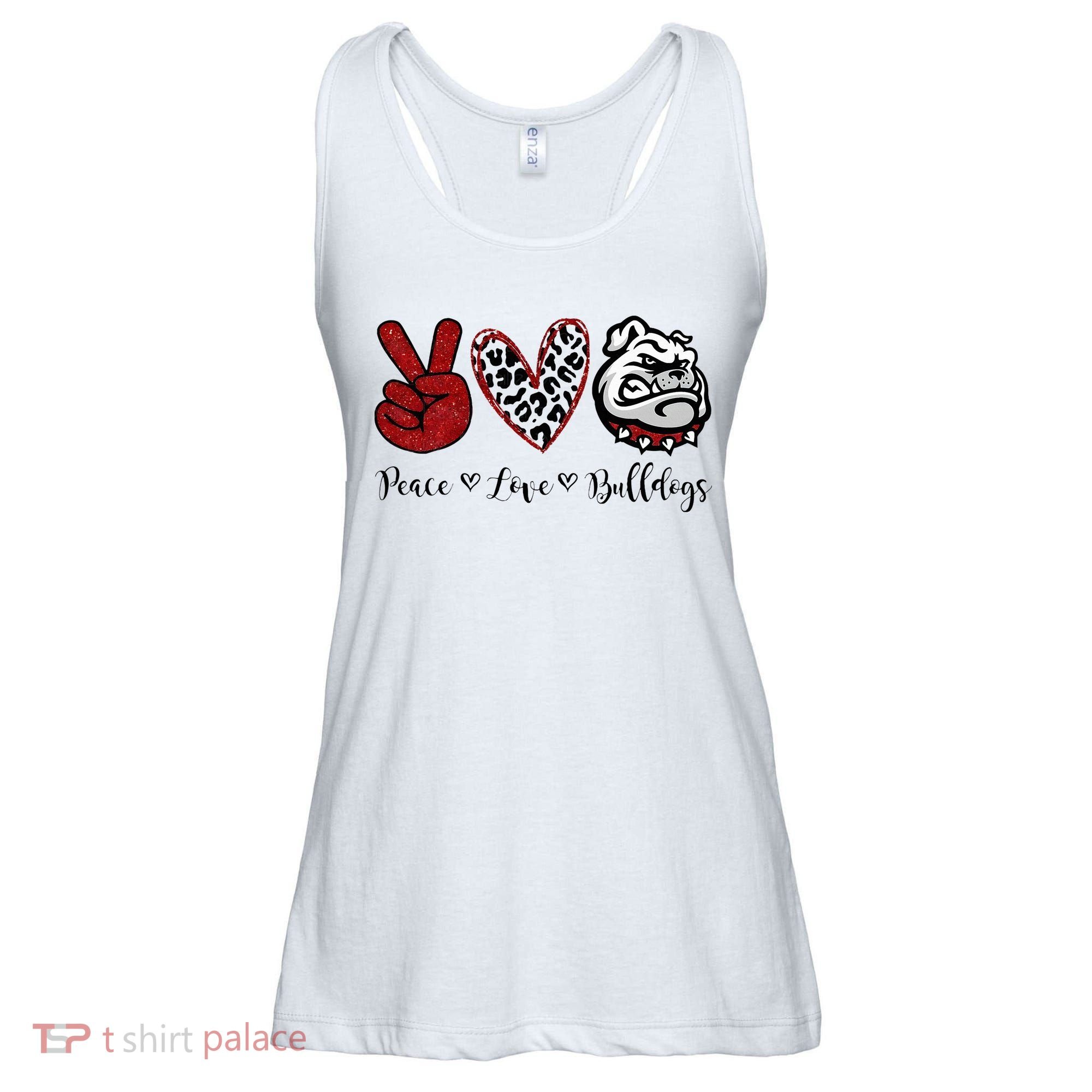 Peace Love Bulldogs Ladies Essential Flowy Tank