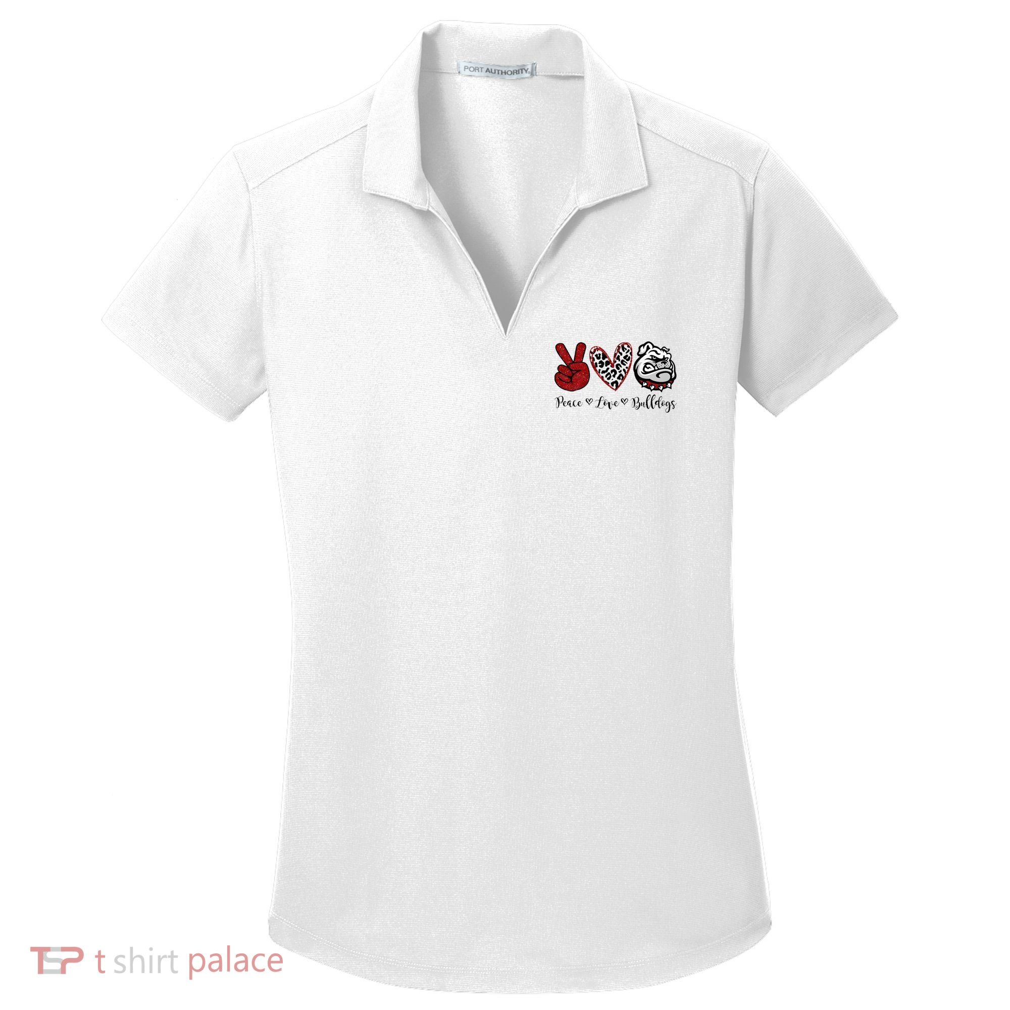 Peace Love Bulldogs Women's Dry Zone Grid Polo