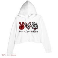 Peace Love Bulldogs Crop Fleece Hoodie thumb 0