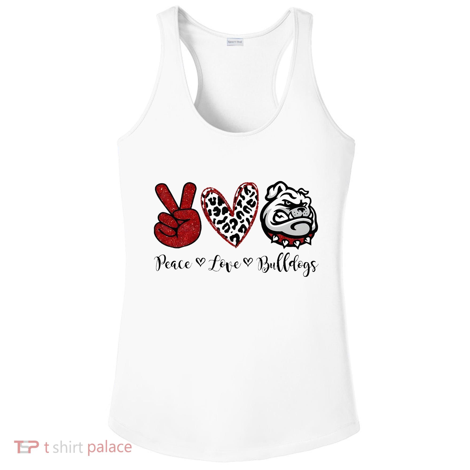 Peace Love Bulldogs Ladies PosiCharge Competitor Racerback Tank