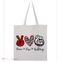 Peace Love Bulldogs Tote Bag thumb 0