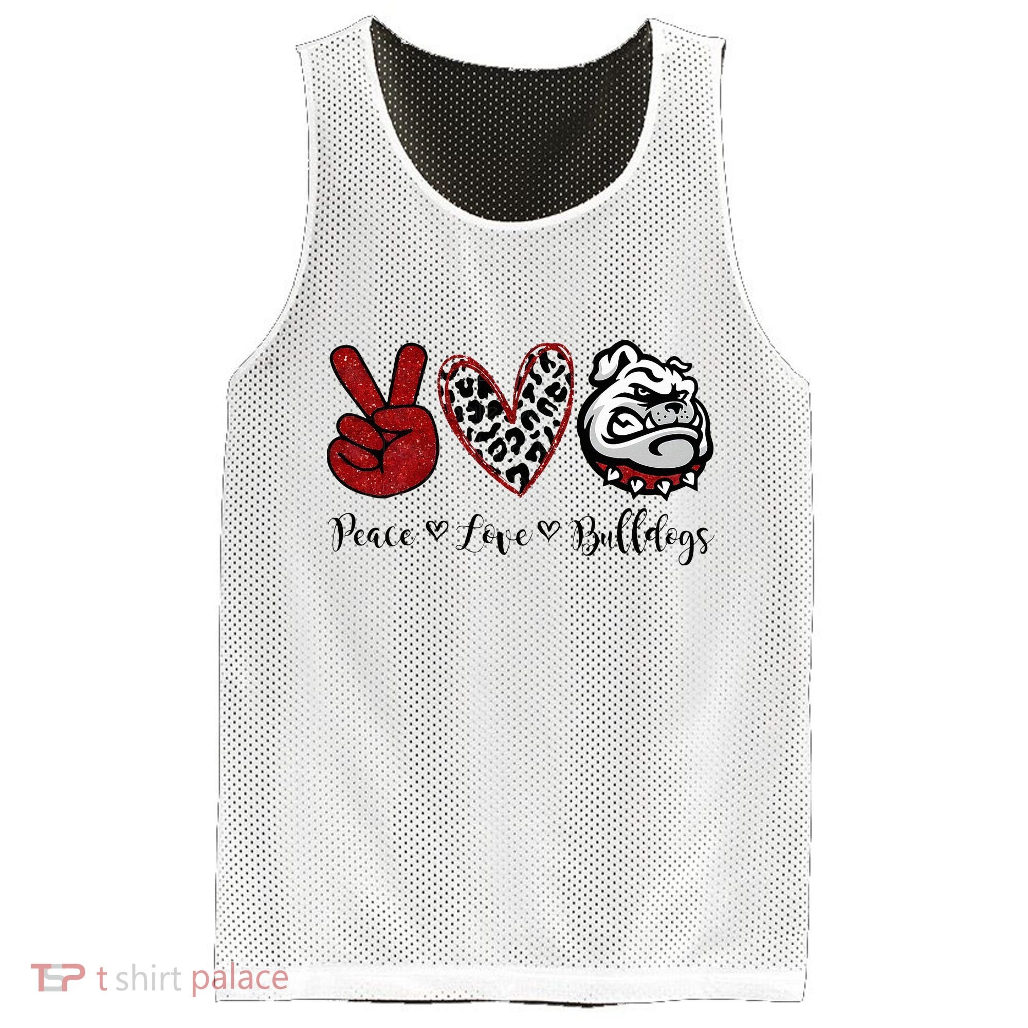 Peace Love Bulldogs Mesh Reversible Basketball Jersey Tank