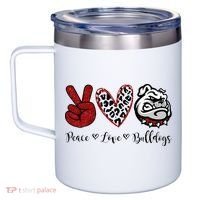 Peace Love Bulldogs 12oz Stainless Steel Coffee Mug thumb 2