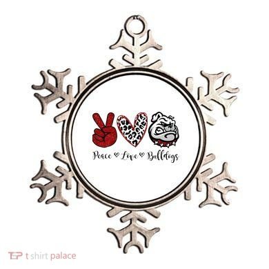Peace Love Bulldogs Ornament