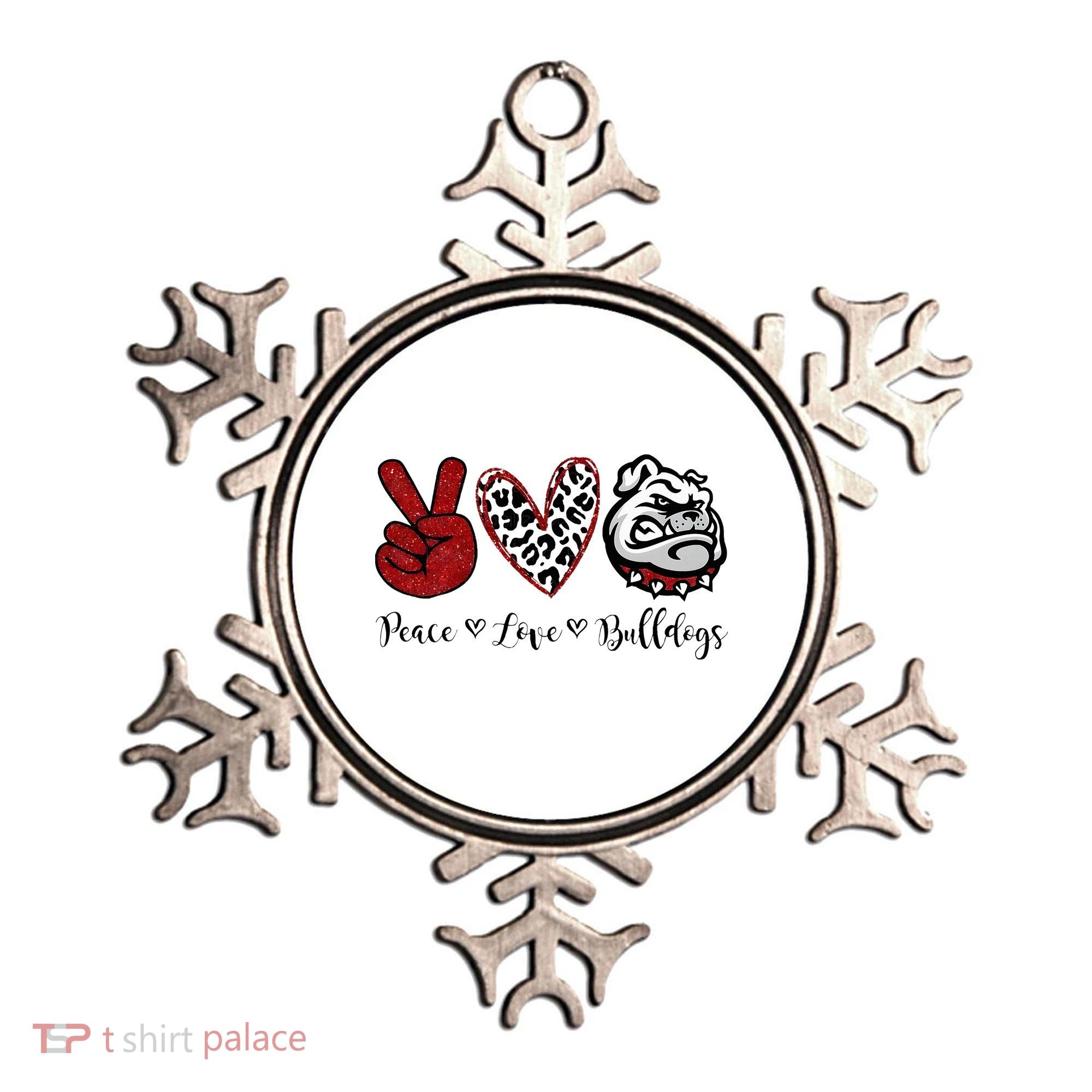 Peace Love Bulldogs Ornament