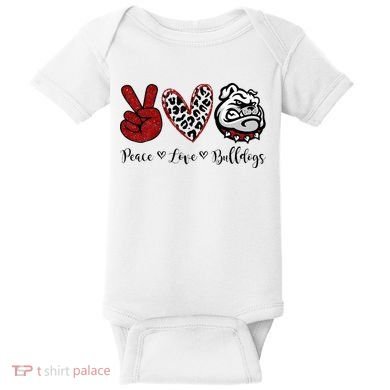 Peace Love Bulldogs Baby Bodysuit