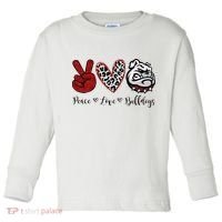 Peace Love Bulldogs Toddler Long Sleeve Shirt thumb 0