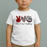 Peace Love Bulldogs Toddler T-Shirt thumb 2