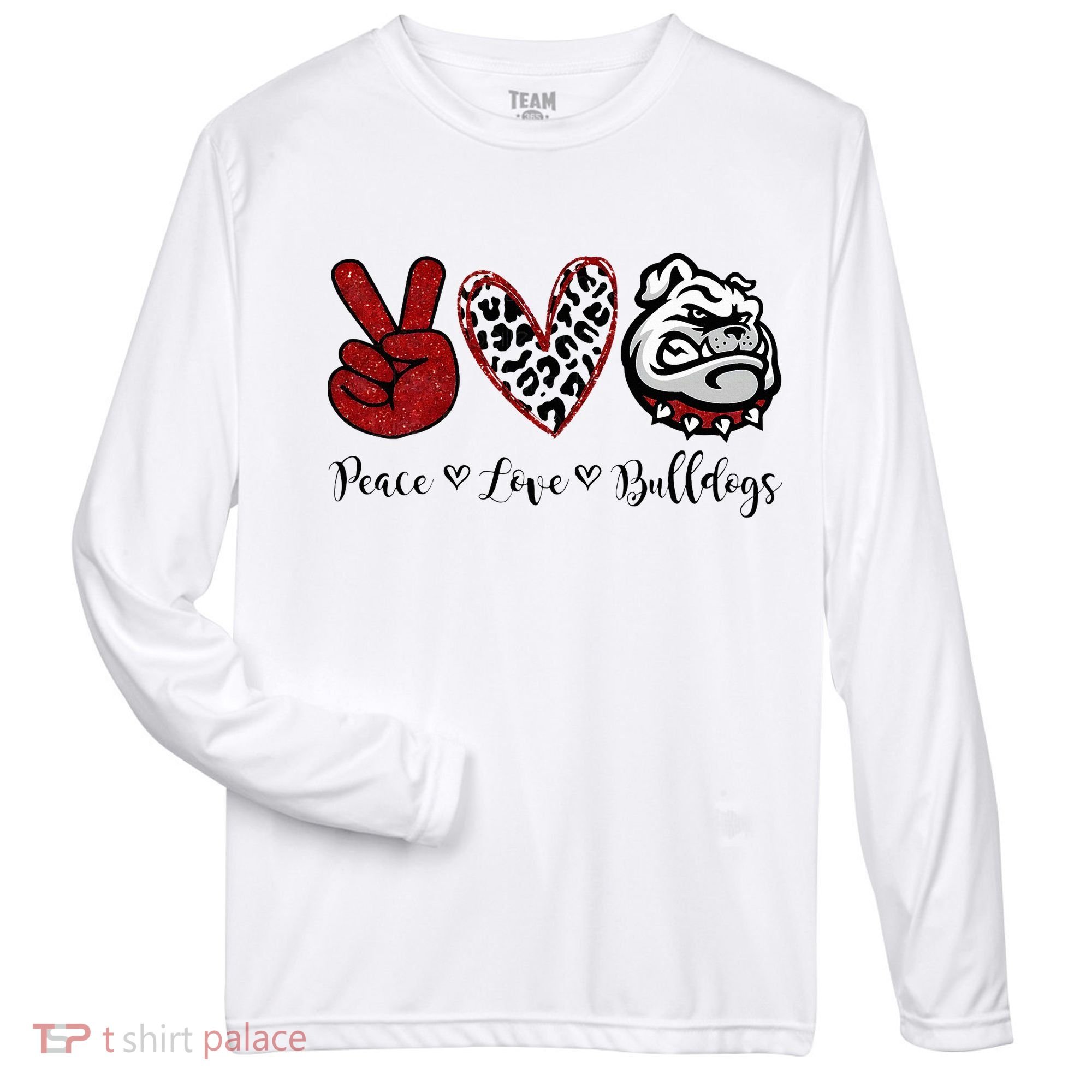 Peace Love Bulldogs Zone Performance Long-Sleeve T-Shirt