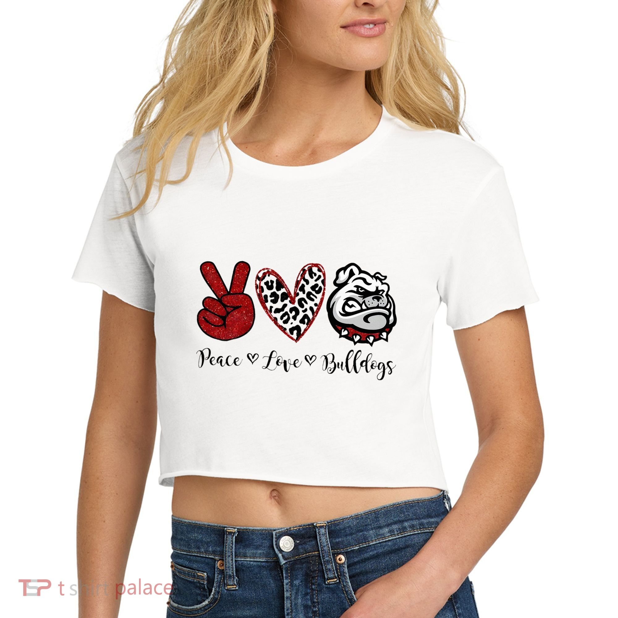 Peace Love Bulldogs Women's Crop Top Tee